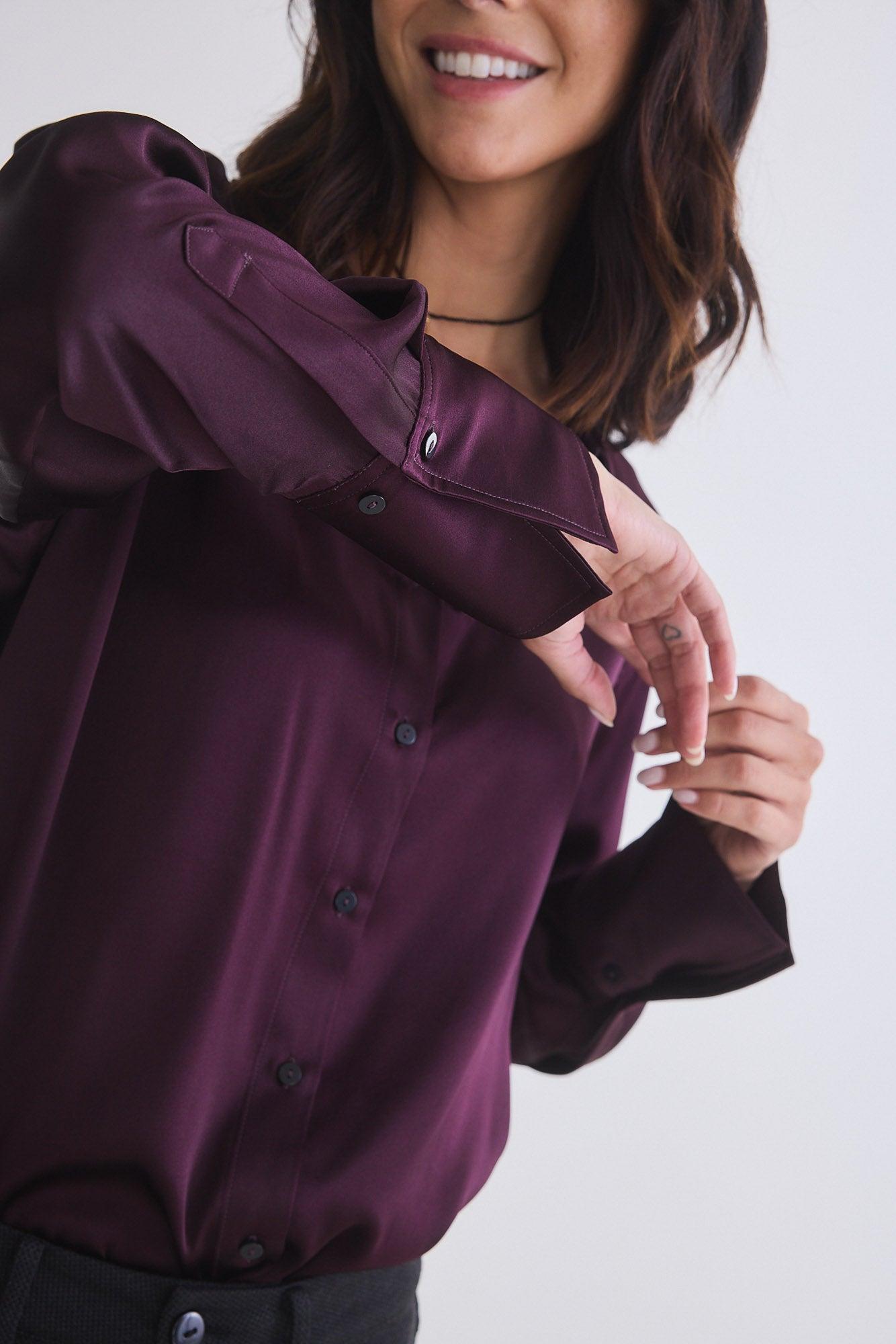 Shift Your Gaze Silk Button Down Blouse Product Image