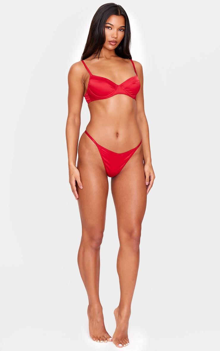 Red Satin Underwired Lingerie Set Product Image