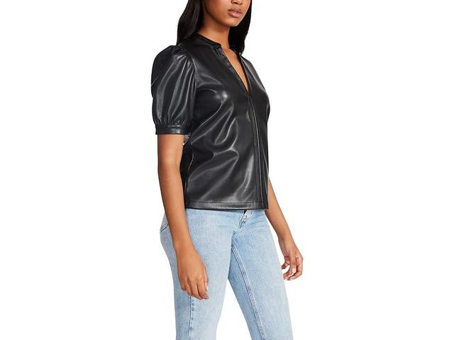 Steve Madden Jane Puff Sleeve Faux Leather Top Product Image