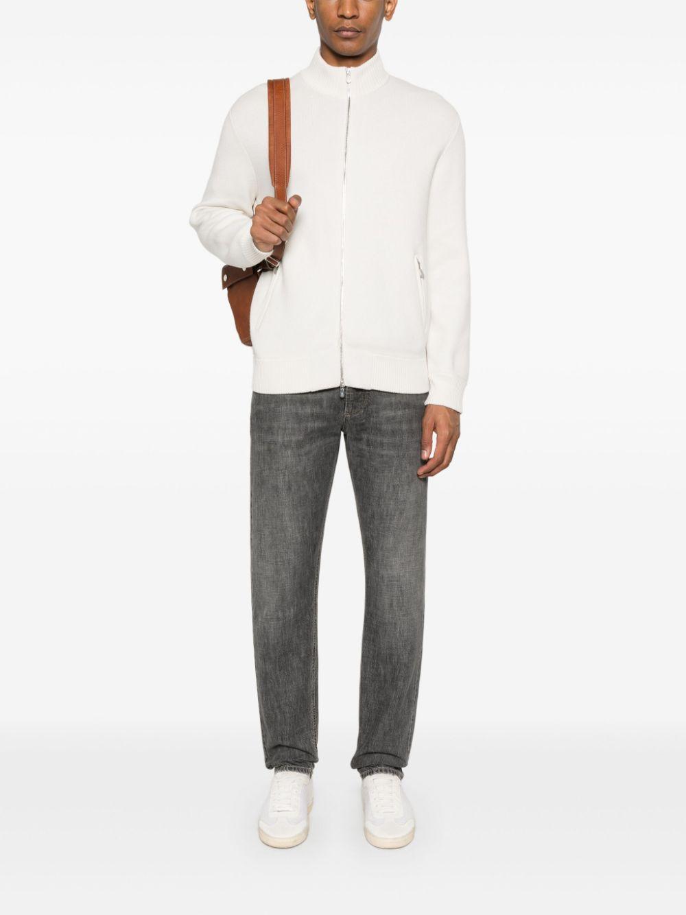 BRUNELLO CUCINELLI Ribbed-knit Cardigan In White Product Image