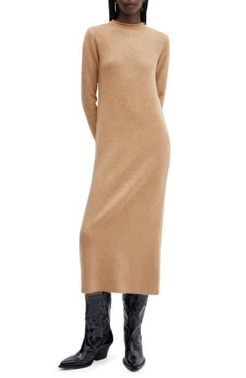 MANGO Perkins Funnel Neck Long Sleeve Sweater Dress Product Image