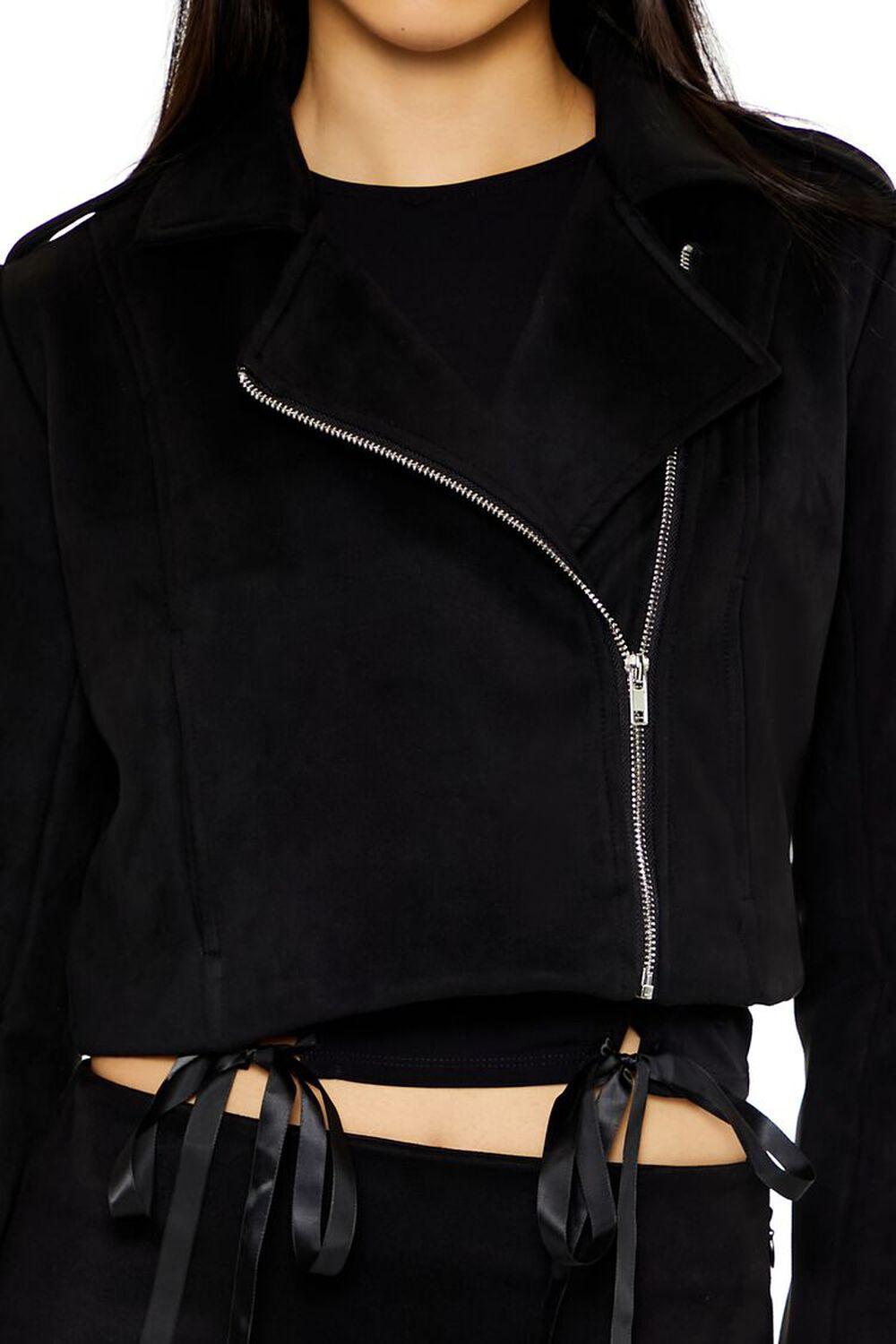 Cropped Faux Suede Moto Jacket | Forever 21 Product Image