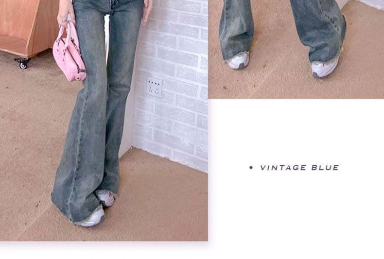 High Rise Washed Slim-Fit Boot-Cut Jeans Product Image