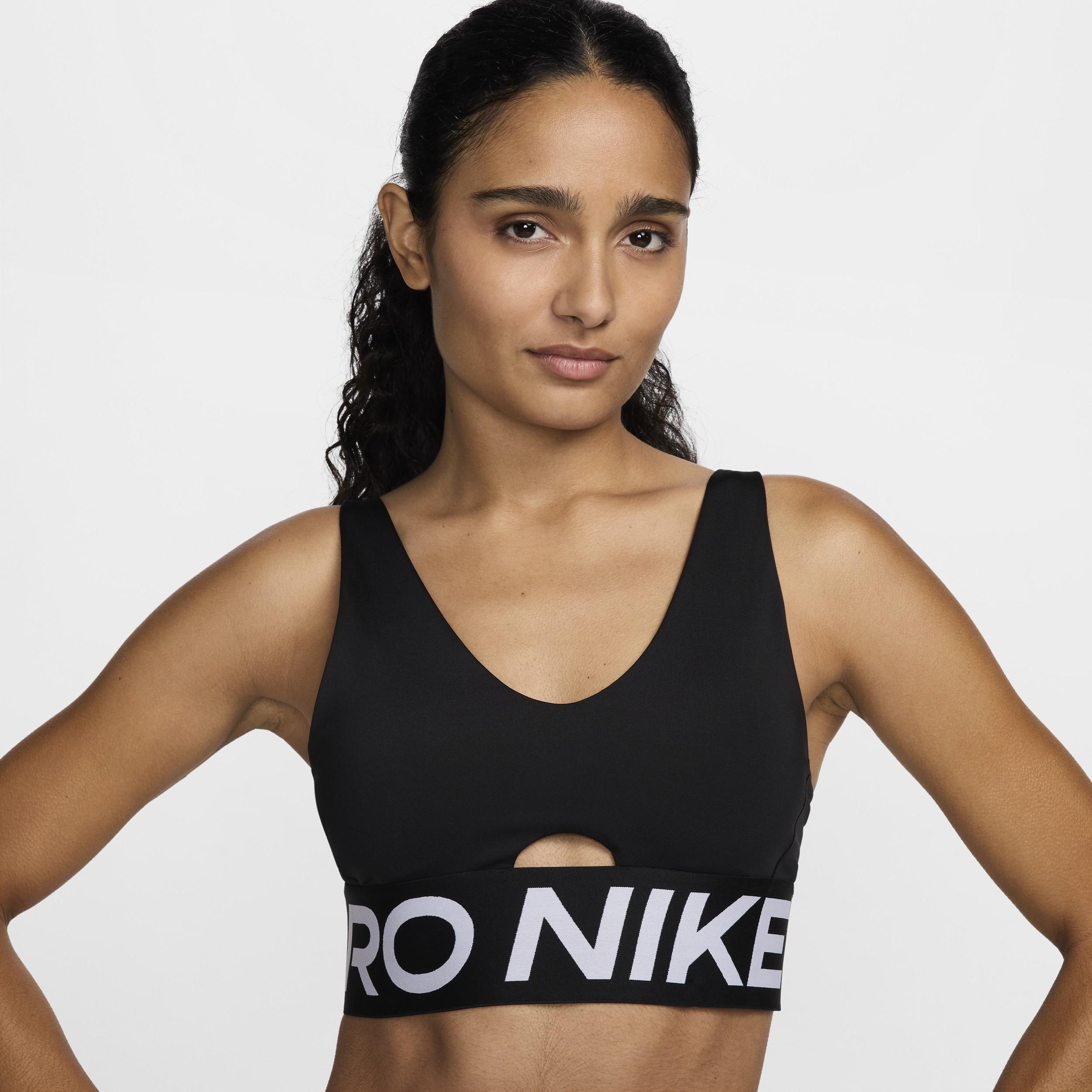 Nike Womens Nike Pro Indy Plunge Bra Bold - Womens Black/White/White Product Image