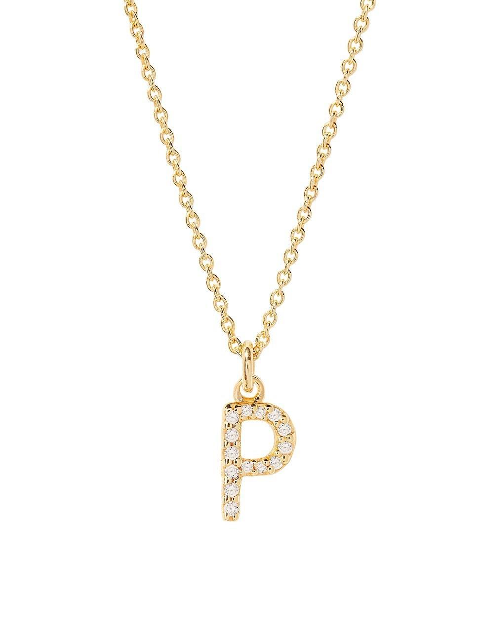 Womens Blaire 14K-Yellow-Gold Vermeil & 0.3-0.11 TCW Diamond Initial Pendant Necklace Product Image