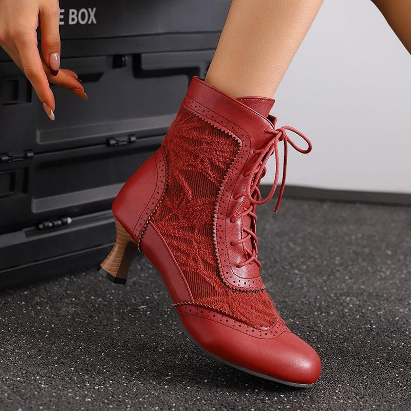 Low Heel Lace-Up Short Boots product image