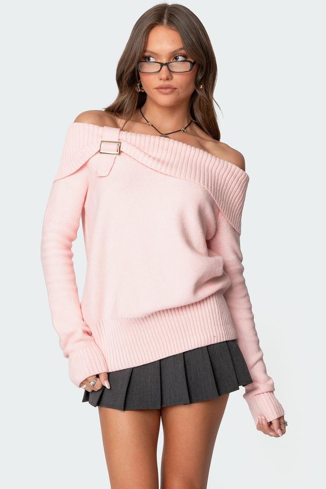 Marilyn Buckled Off Shoulder Sweater Product Image