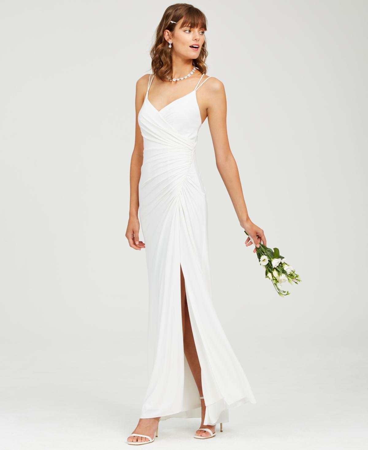 Adrianna Papell Womens Sleeveless Front Slit Ruched Gown Product Image