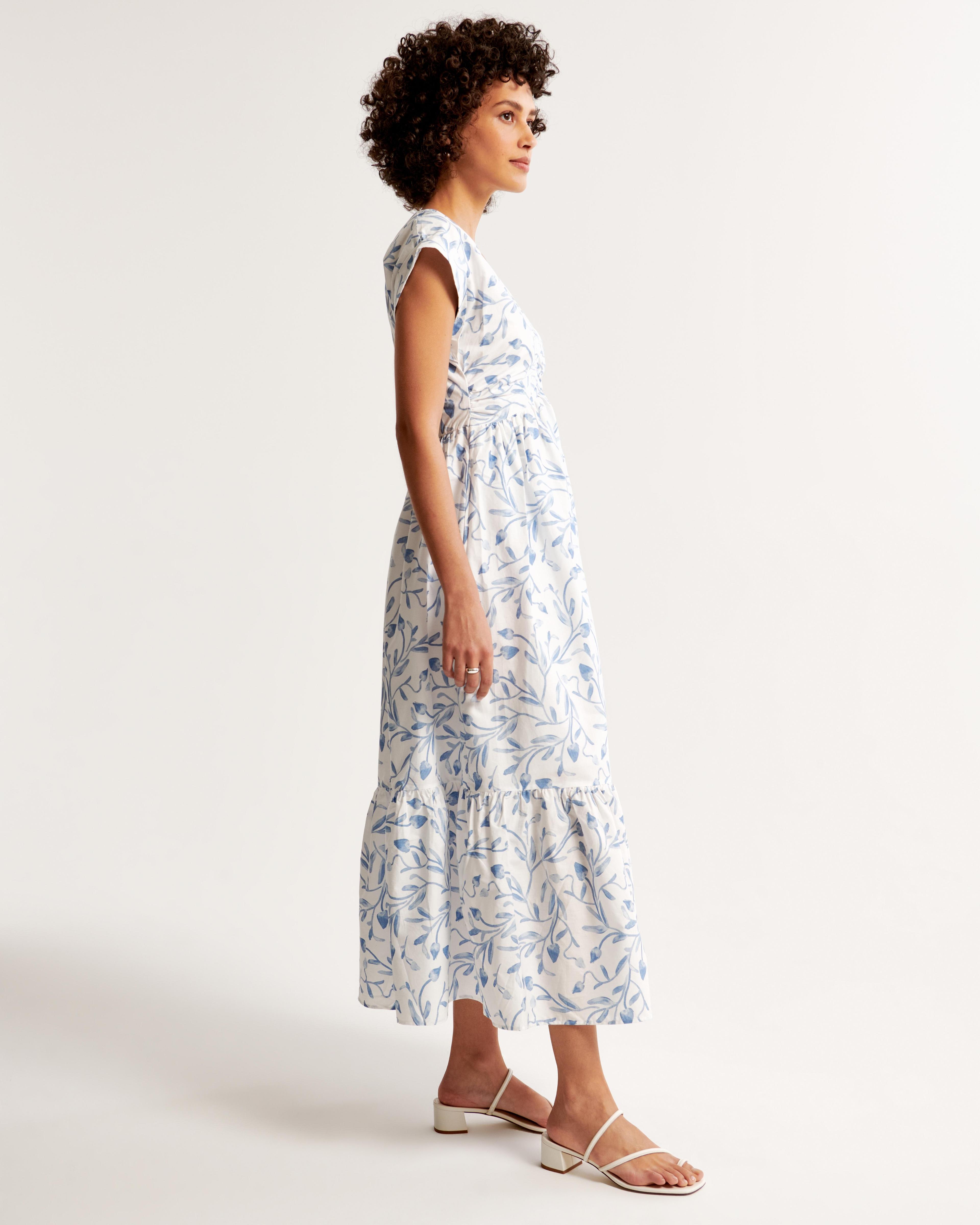 Cinch-Front Poplin Midi Dress Product Image