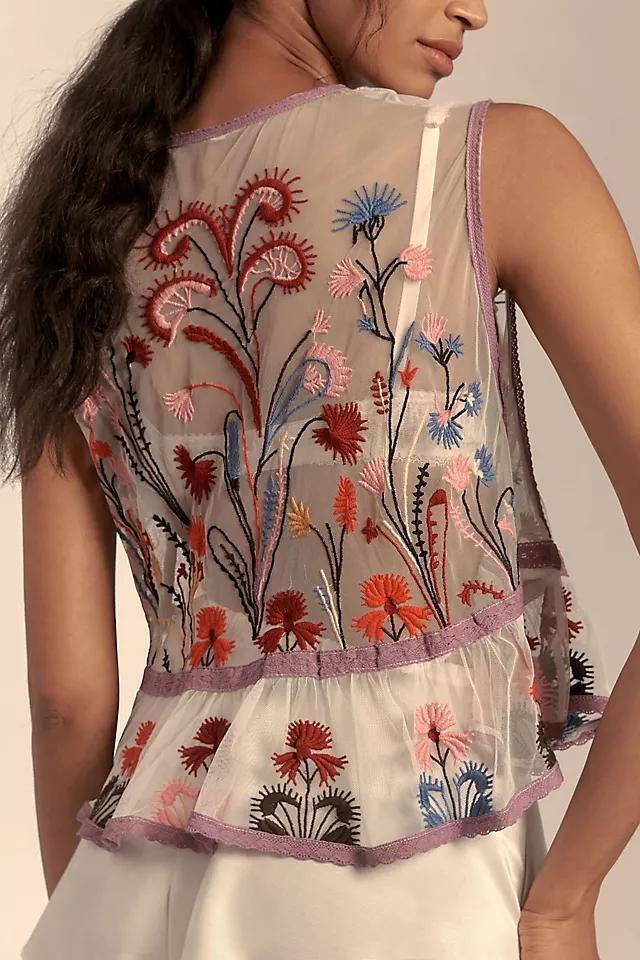 By Anthropologie Floral Embroidered Sheer Mesh Tank Product Image