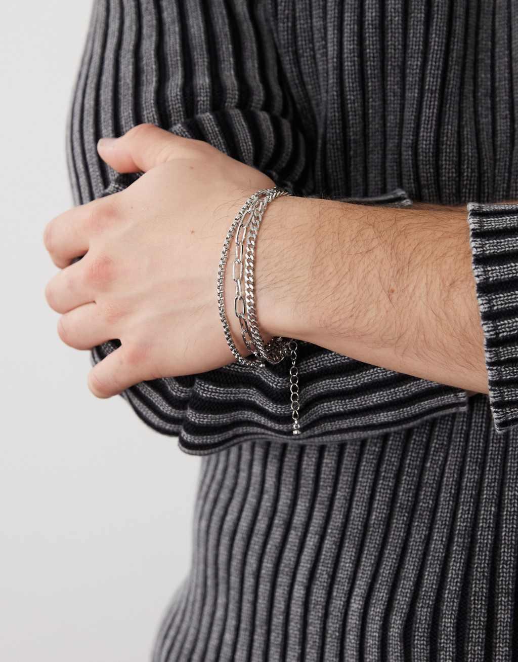 Faded Future pack of 3 chain bracelets in silver Product Image