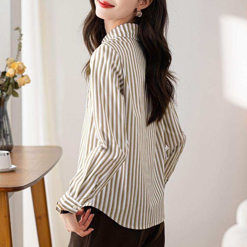 Long-Sleeve Striped Shirt Product Image