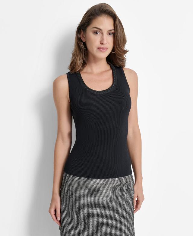 Dkny Womens Scoop-Neck Sleeveless Rib-Knit Sweater Product Image