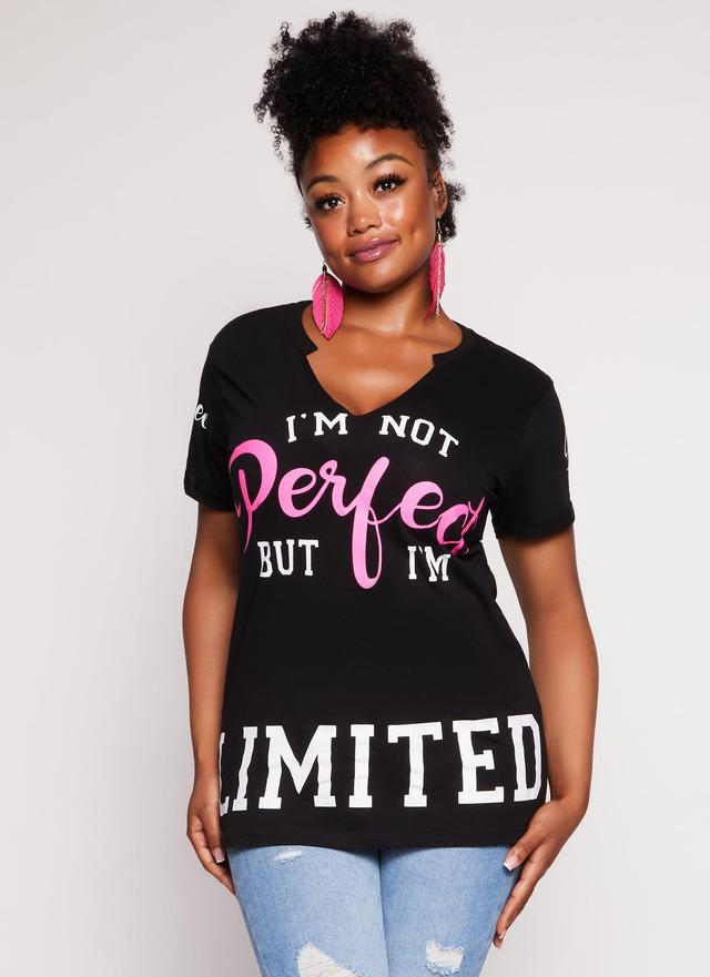 Womens Plus Size Im Not Perfect But Im Limited Notch Neck Graphic Tee Product Image