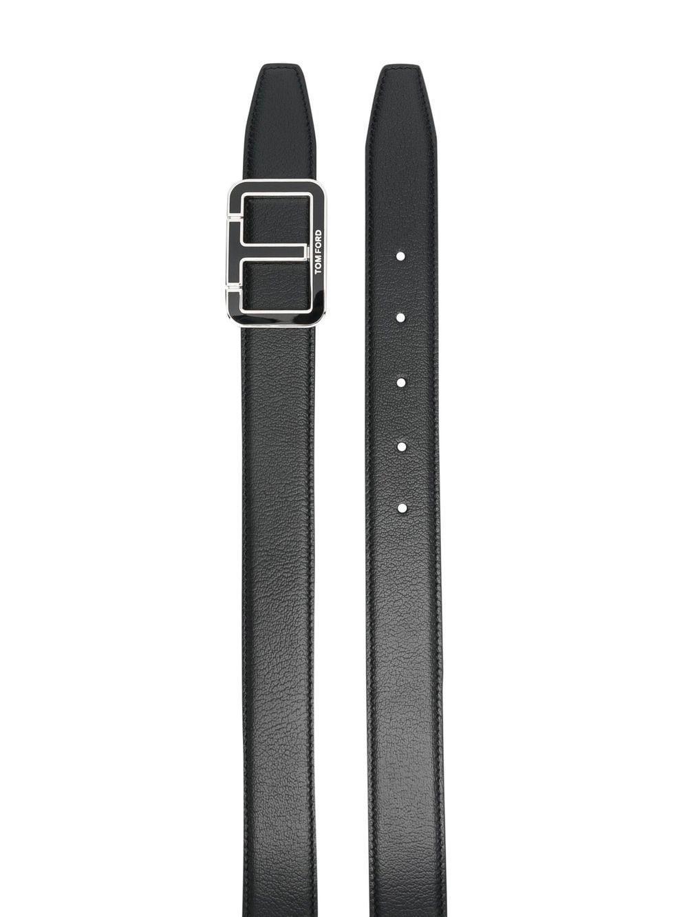 TOM FORD Leather Logo-print Buckle Belt In Nero Product Image