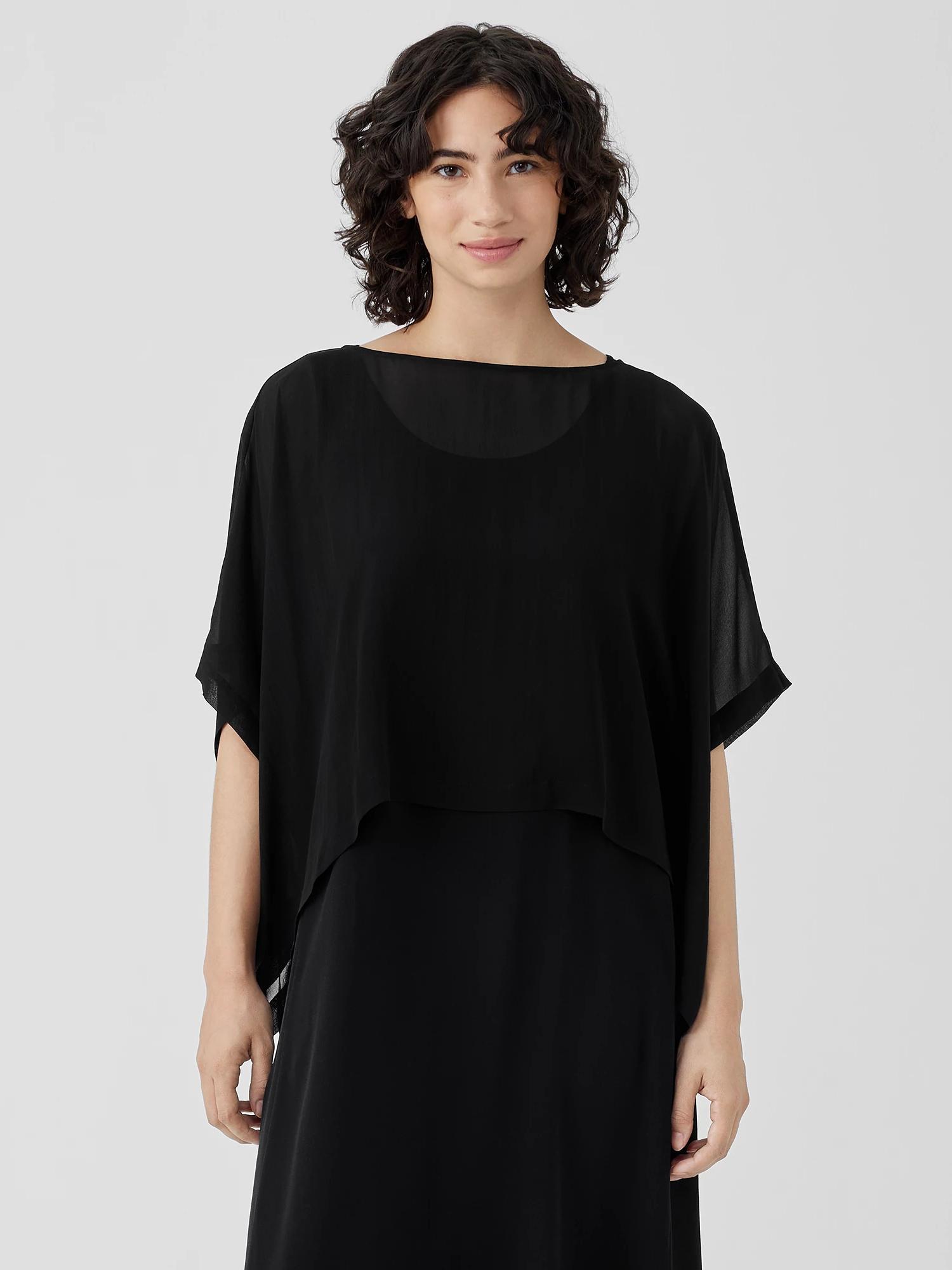 Sheer Silk Georgette Poncho Product Image