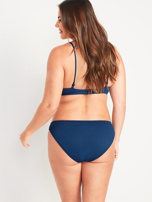 Mid-Rise Piqué Classic Bikini Swim Bottoms Product Image