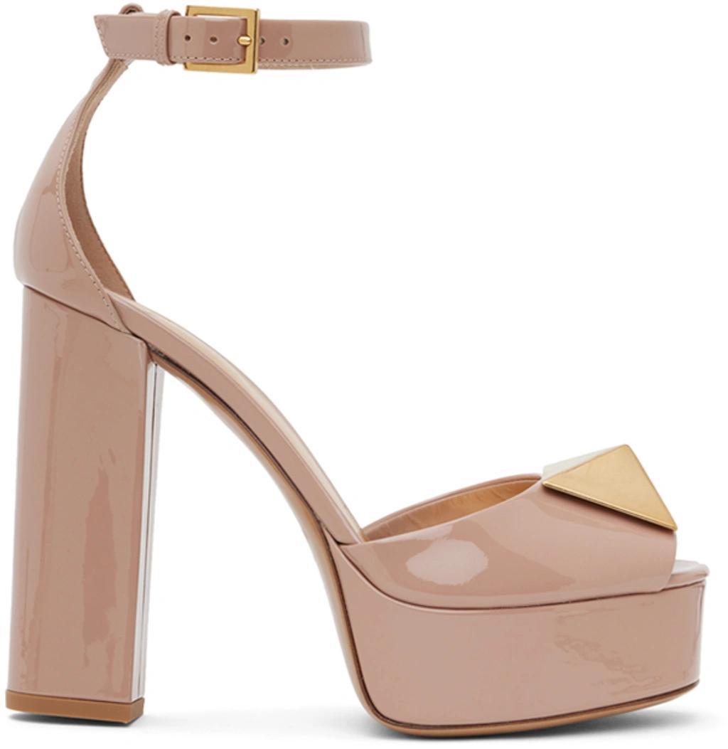 VALENTINO GARAVANI Beige One Stud Platform Heels In Gf9 Rose Cannelle product image