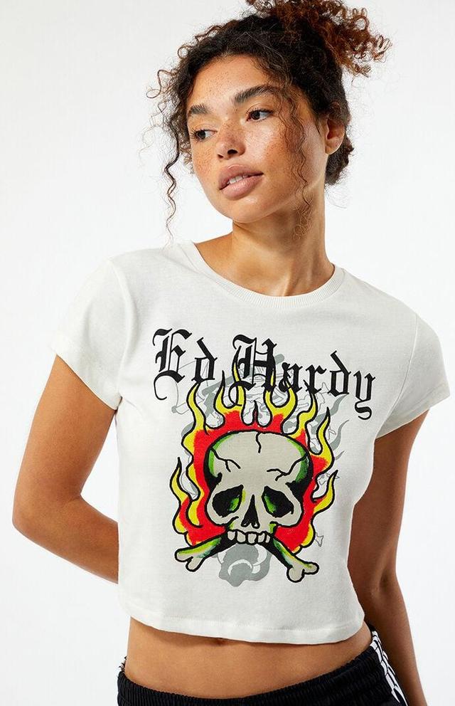 Ed Hardy Women's Flame Skull Baby T-Shirt Product Image