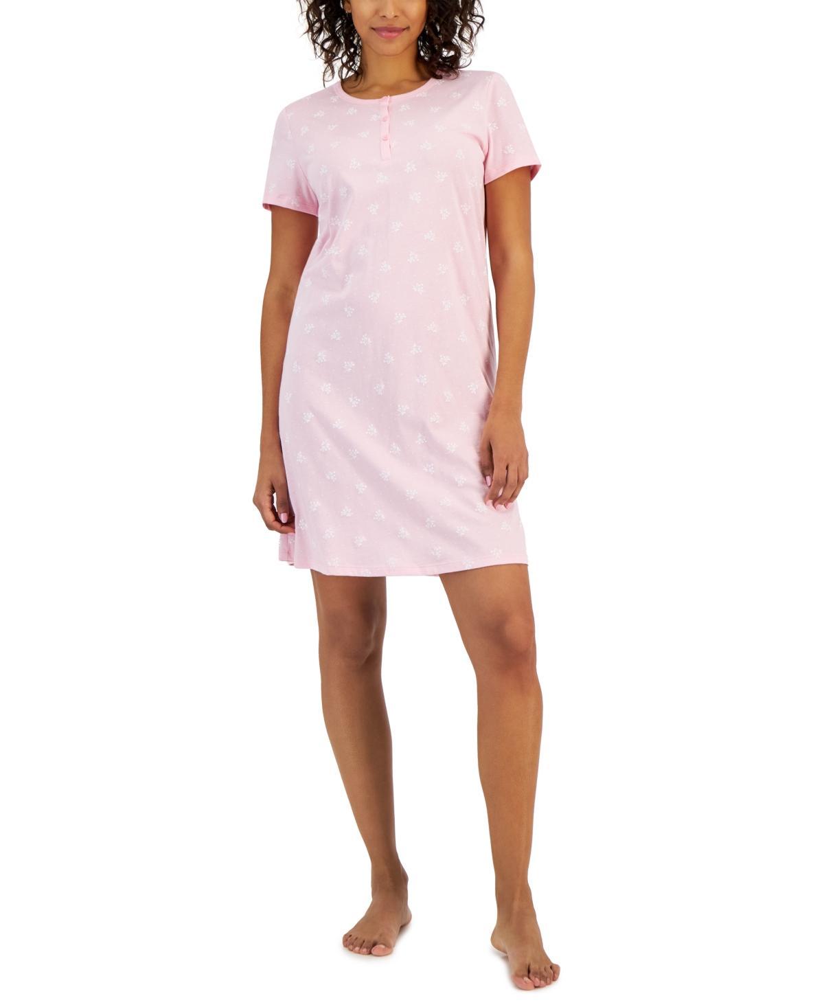 Charter Club Womens Cotton Printed Henley Sleepshirt, Created for Macys Product Image