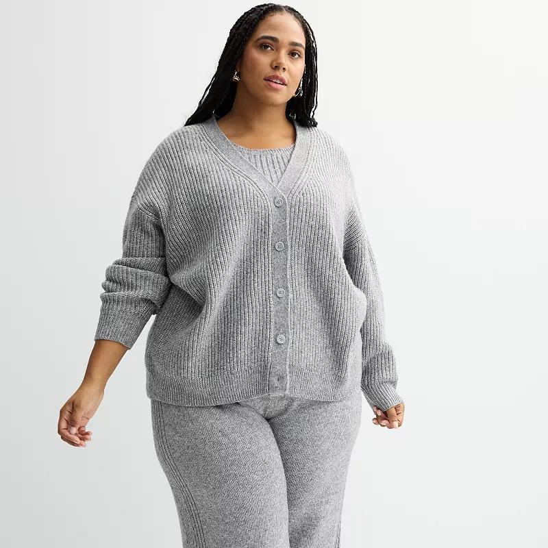 Plus Size Sonoma Goods For Life Boyfriend Cardigan, Womens Sand Grey Product Image