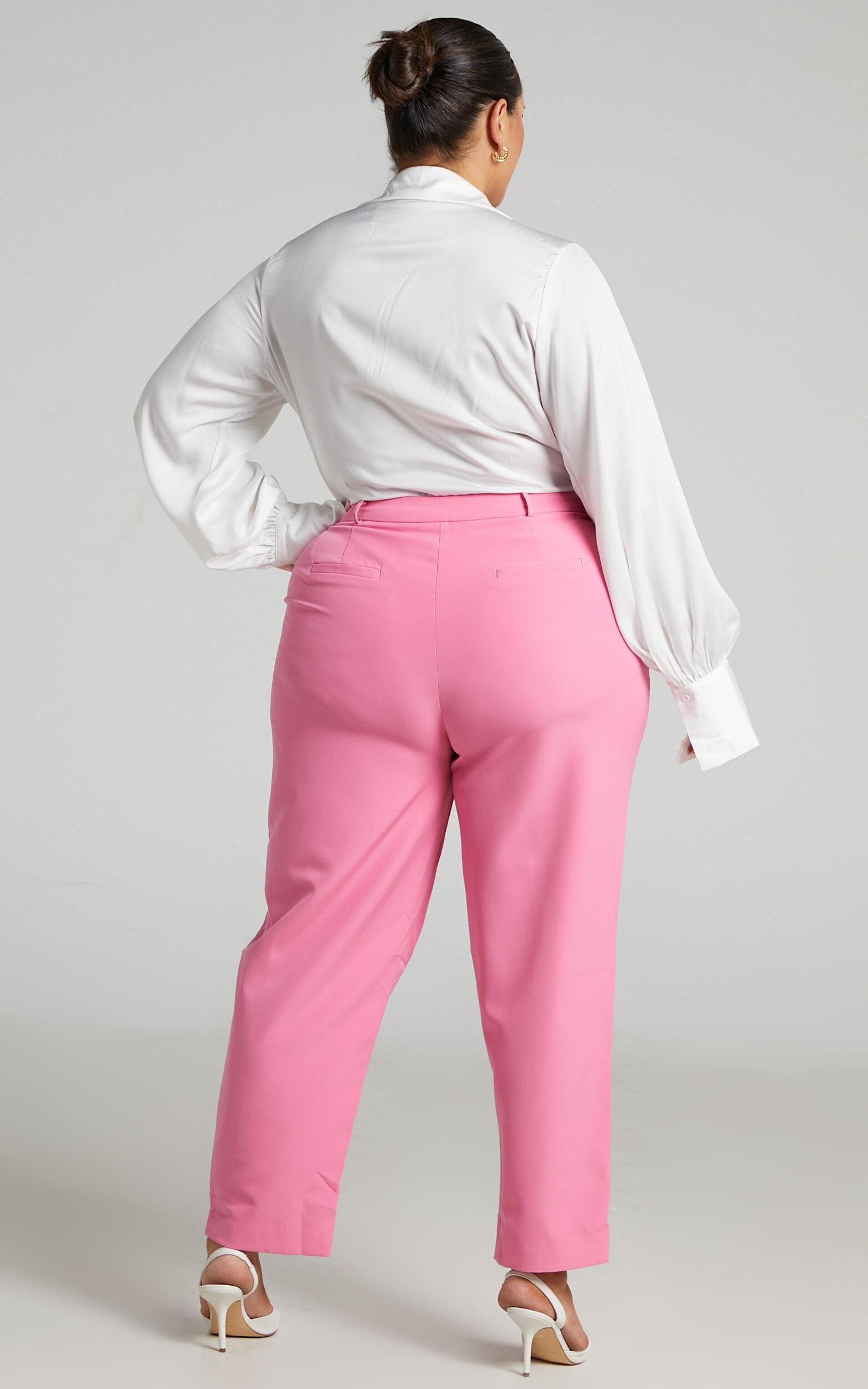 Hermie Pants - High Waisted Cropped Tailored Pants in Pink Product Image