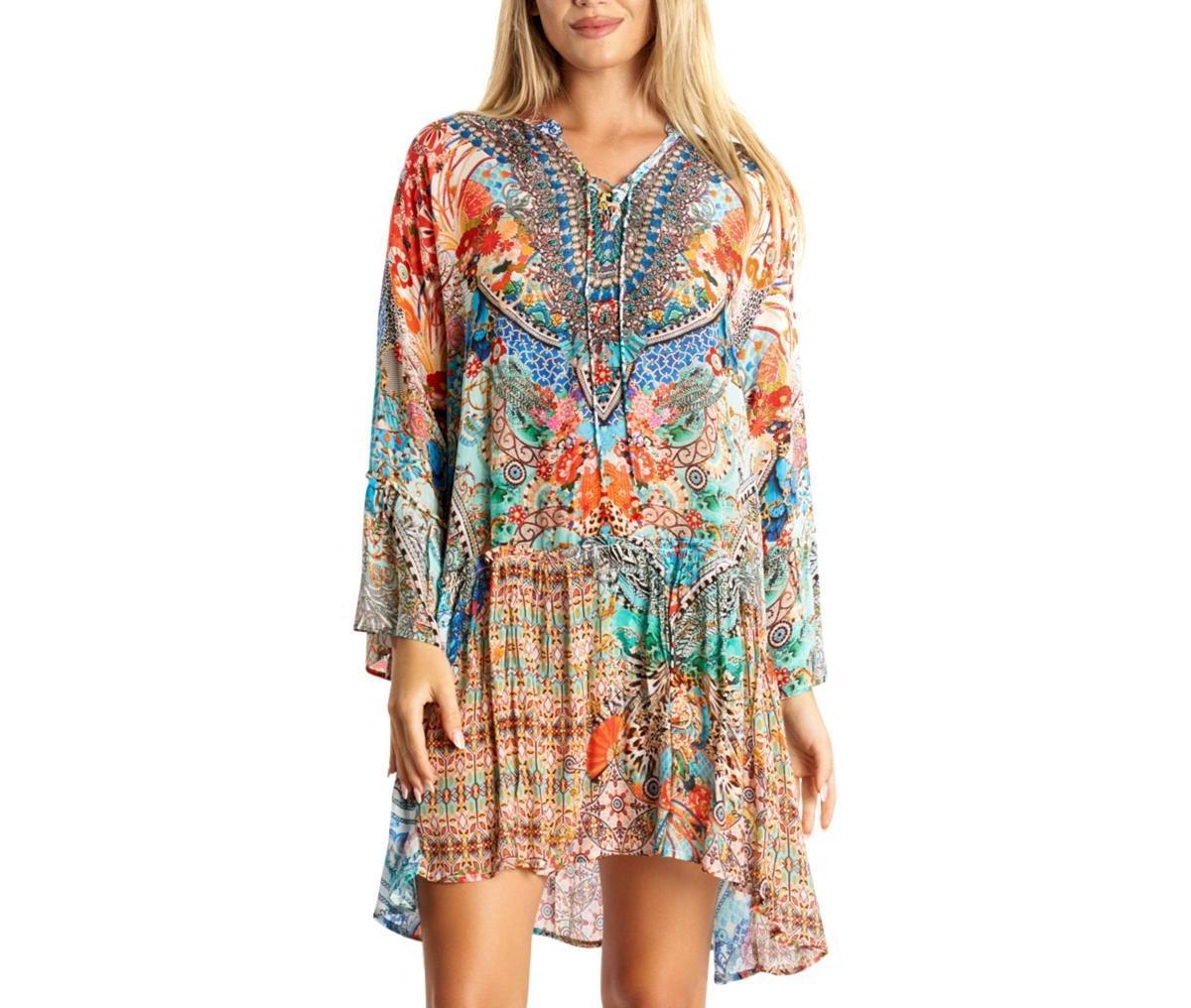 La Moda Clothing Womens Printed Pleated Short Dress Product Image