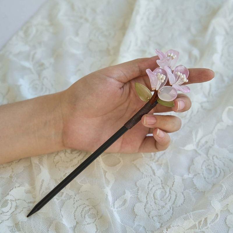 Floral Glass Wooden Hair Stick Product Image