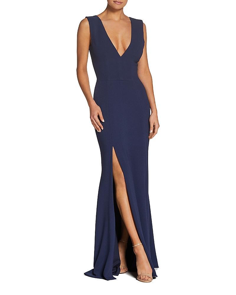 Dress the Population Sandra Plunge Crepe Trumpet Gown Product Image