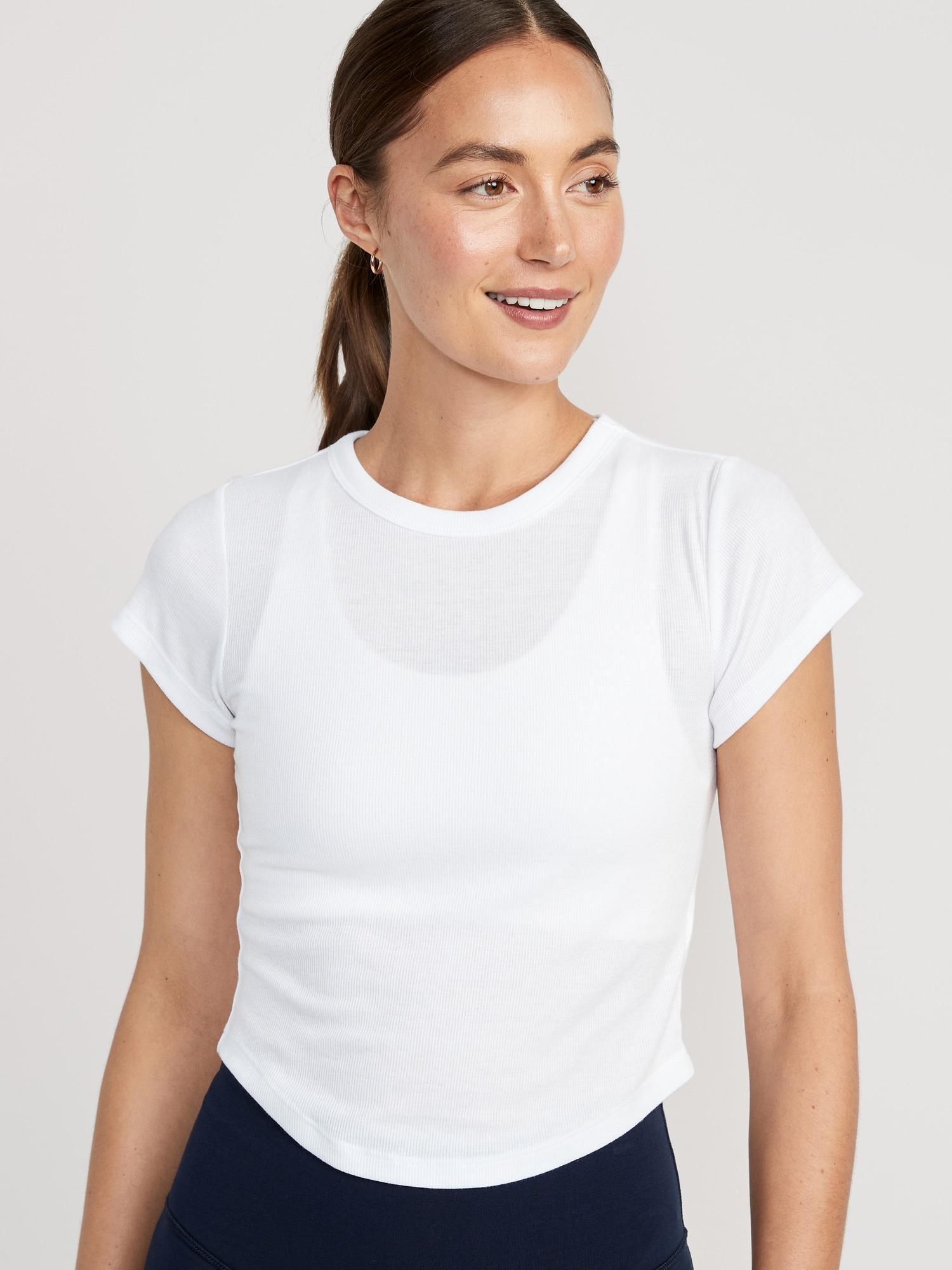 UltraLite Cropped Rib-Knit T-Shirt for Women Product Image