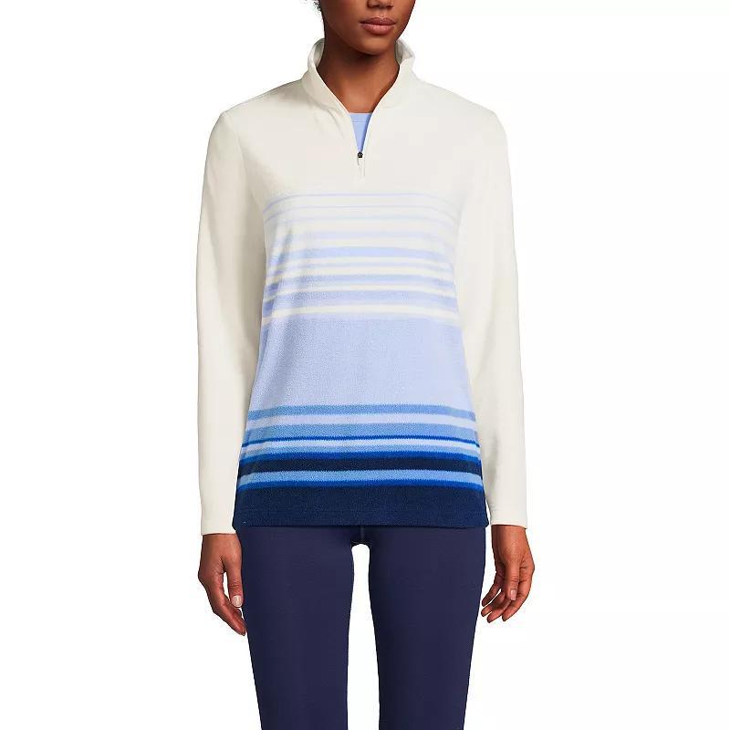 Womens Lands End Ombre Striped 1/4-Zip Yoke Fleece Pullover Product Image