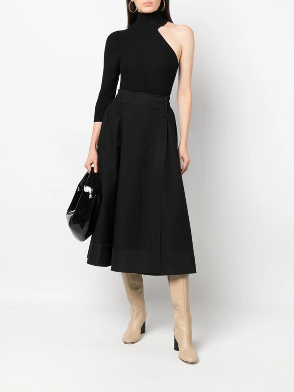 Side-buttoned A-line Skirt In Black Product Image