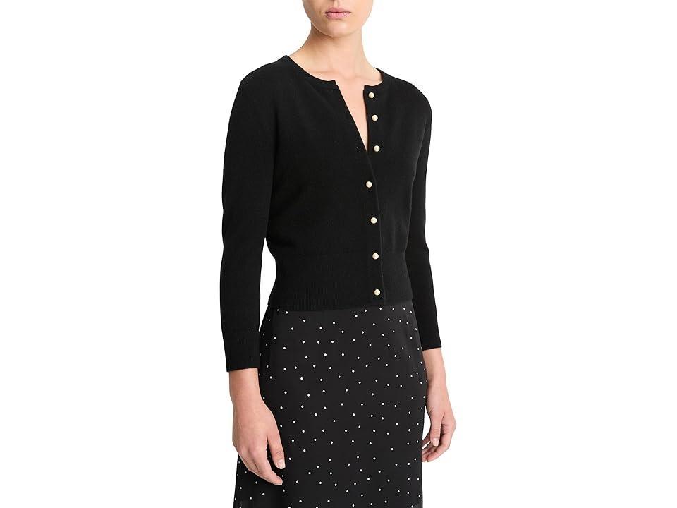 Womens Wool & Cashmere Knit Imitation-Pearl-Button Cardigan Product Image