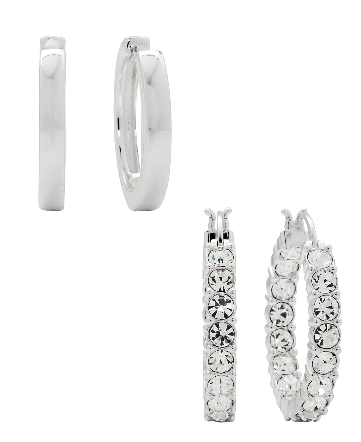 Womens Crystal Hoop Earrings Set, 4 Pieces Product Image