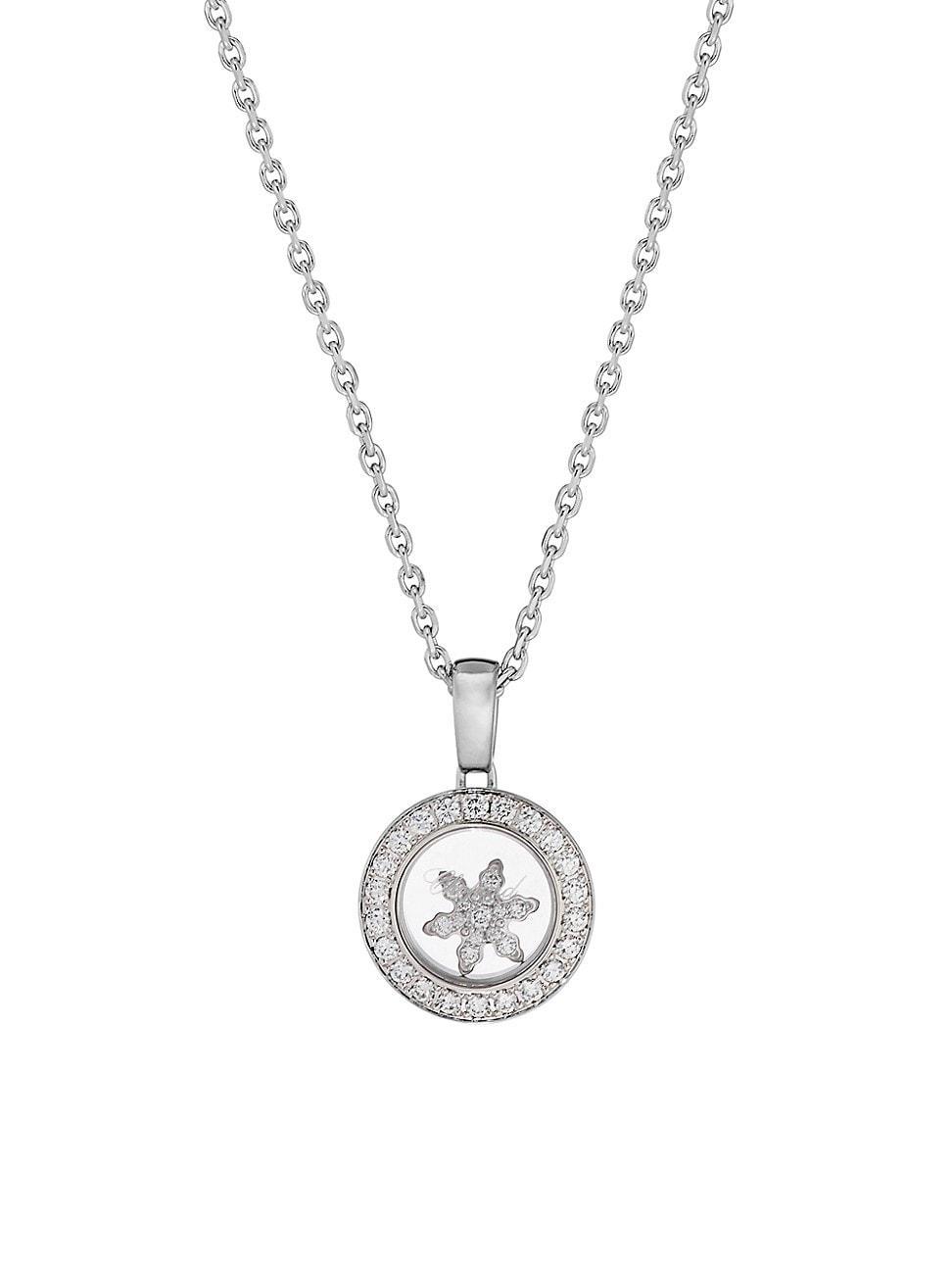 Womens Happy Diamonds 18K White Gold & Diamond Snowflake Pendant Necklace Product Image