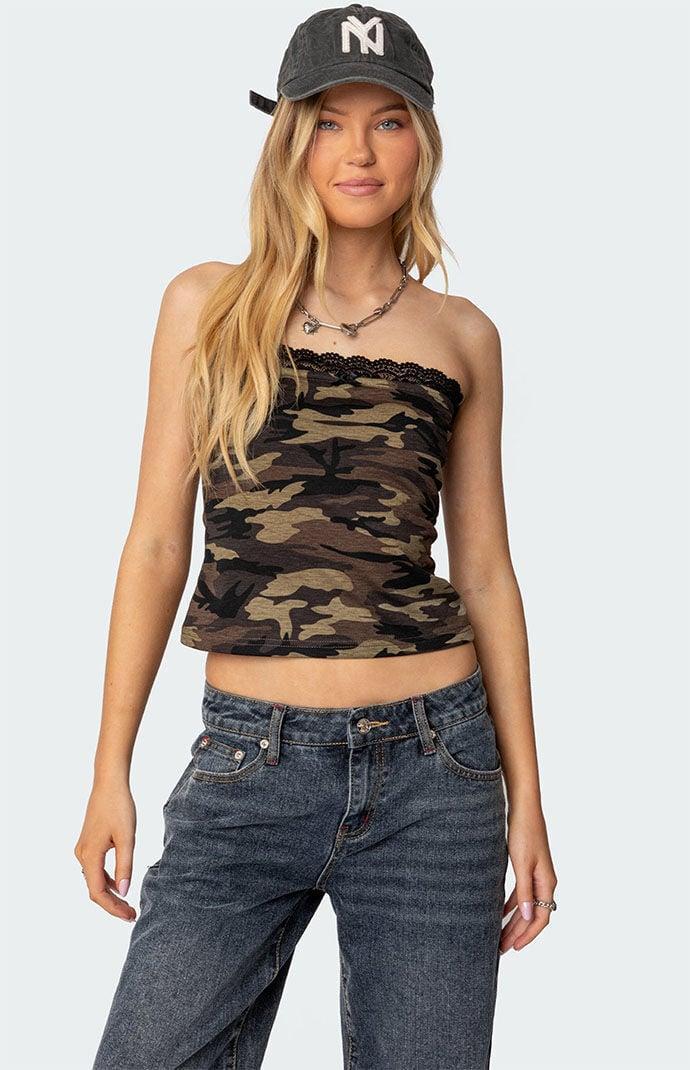 Edikted Women's Lacey Camo Tube Top Product Image