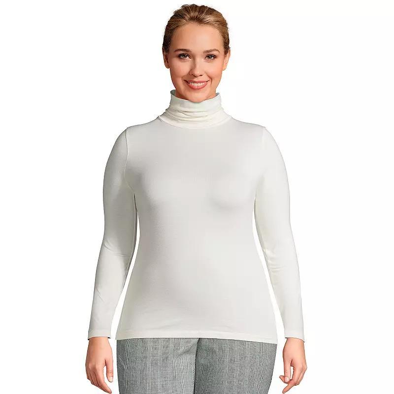 Plus Size Lands End Lightweight Fitted Long Sleeve Turtleneck, Womens Product Image