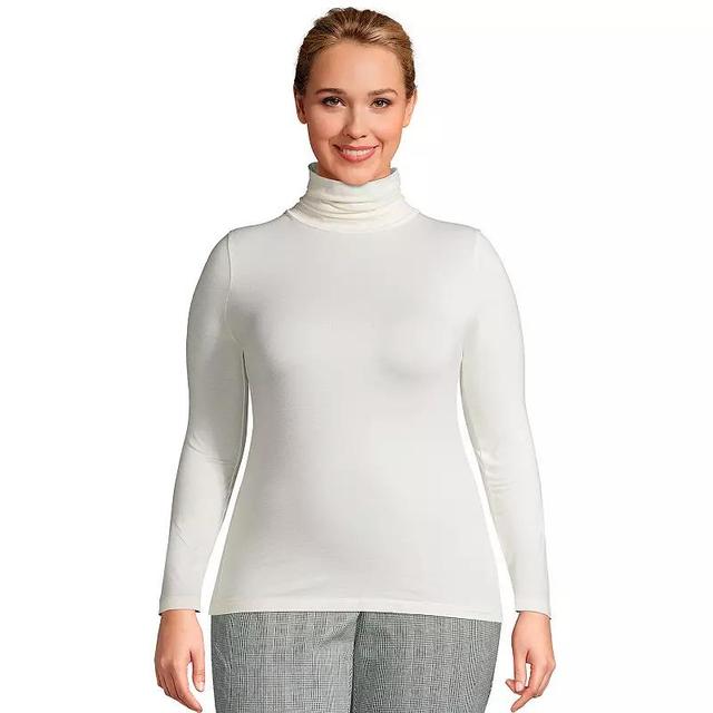 Plus Size Lands End Lightweight Fitted Long Sleeve Turtleneck, Womens Product Image