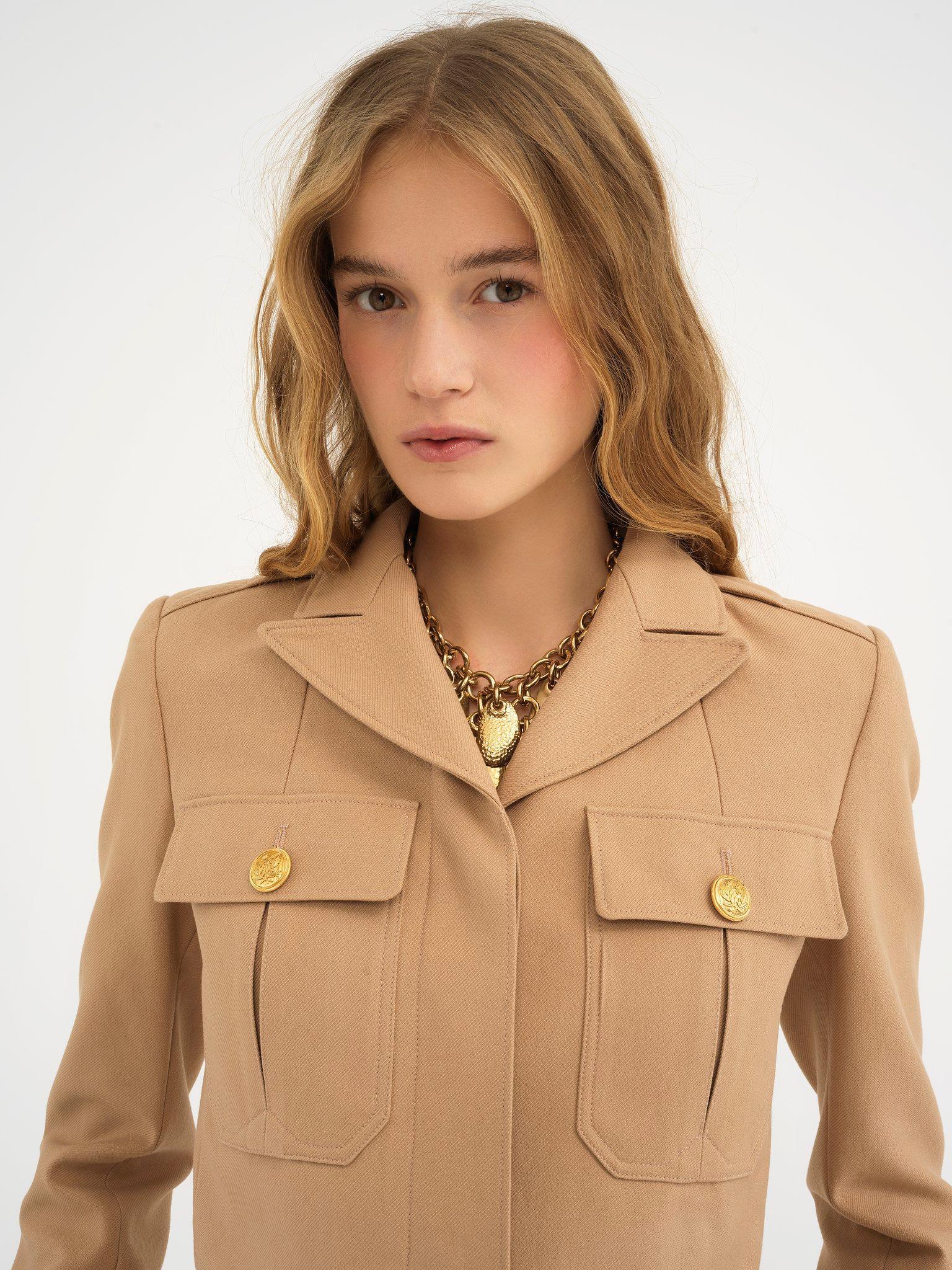 Cropped saharienne jacket in cotton drill Product Image