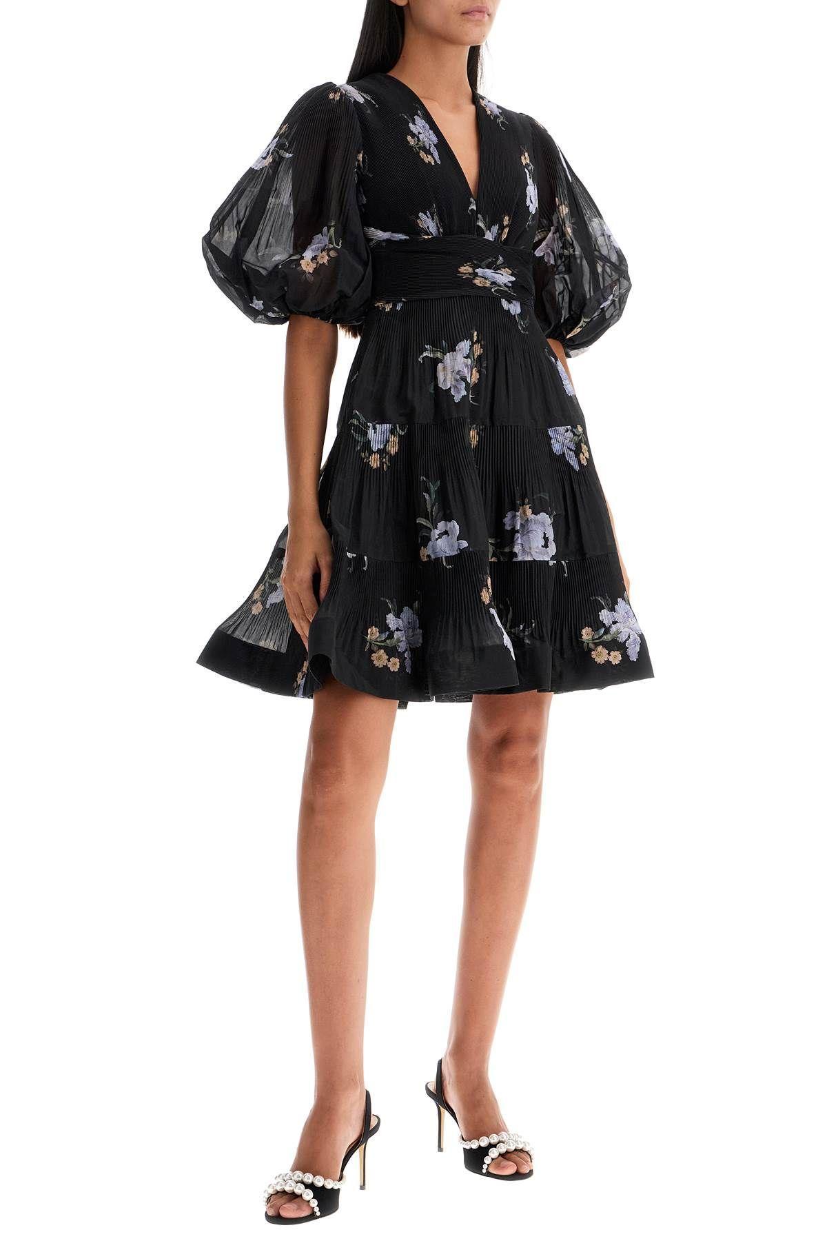 Pleated Organza Mini Dress In Black Product Image