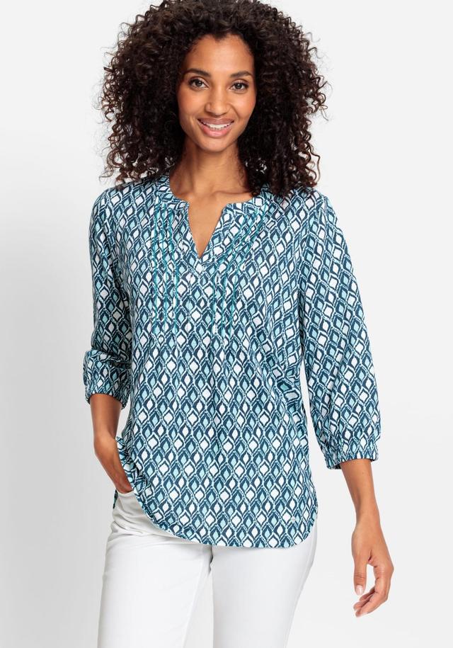 Women's 100% Organic Cotton 3/4 Sleeve Ikat Print Tunic Tee Product Image