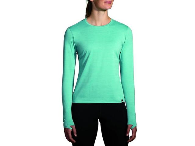 Brooks Luxe Long Sleeve (Heather Aqua) Women's Clothing Product Image