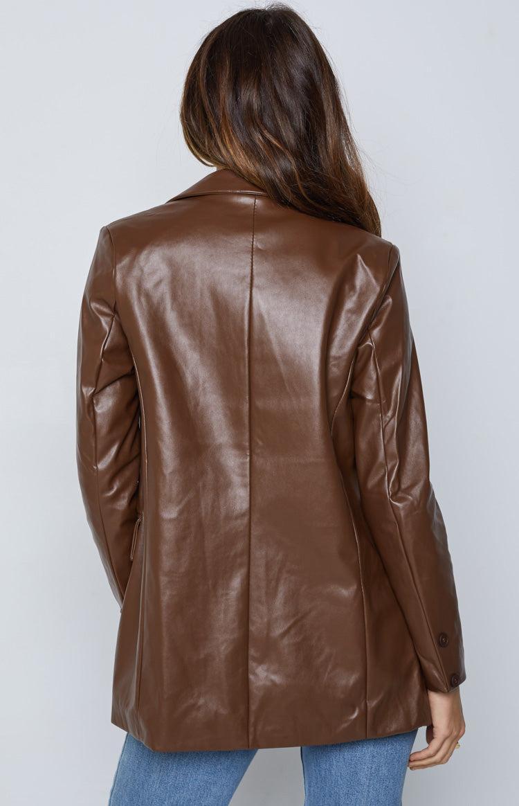 Zina PU Blazer Brown Product Image