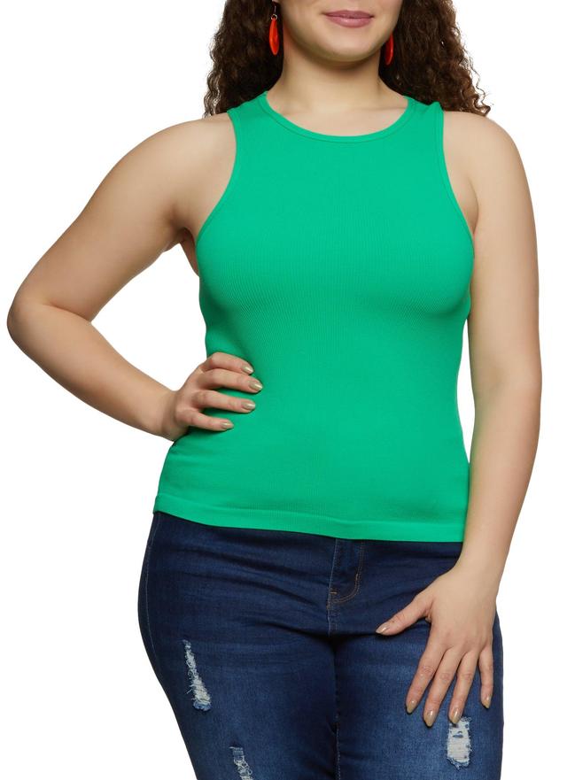 Womens Plus Size Basic Ribbed Knit Seamless Tank Top Product Image