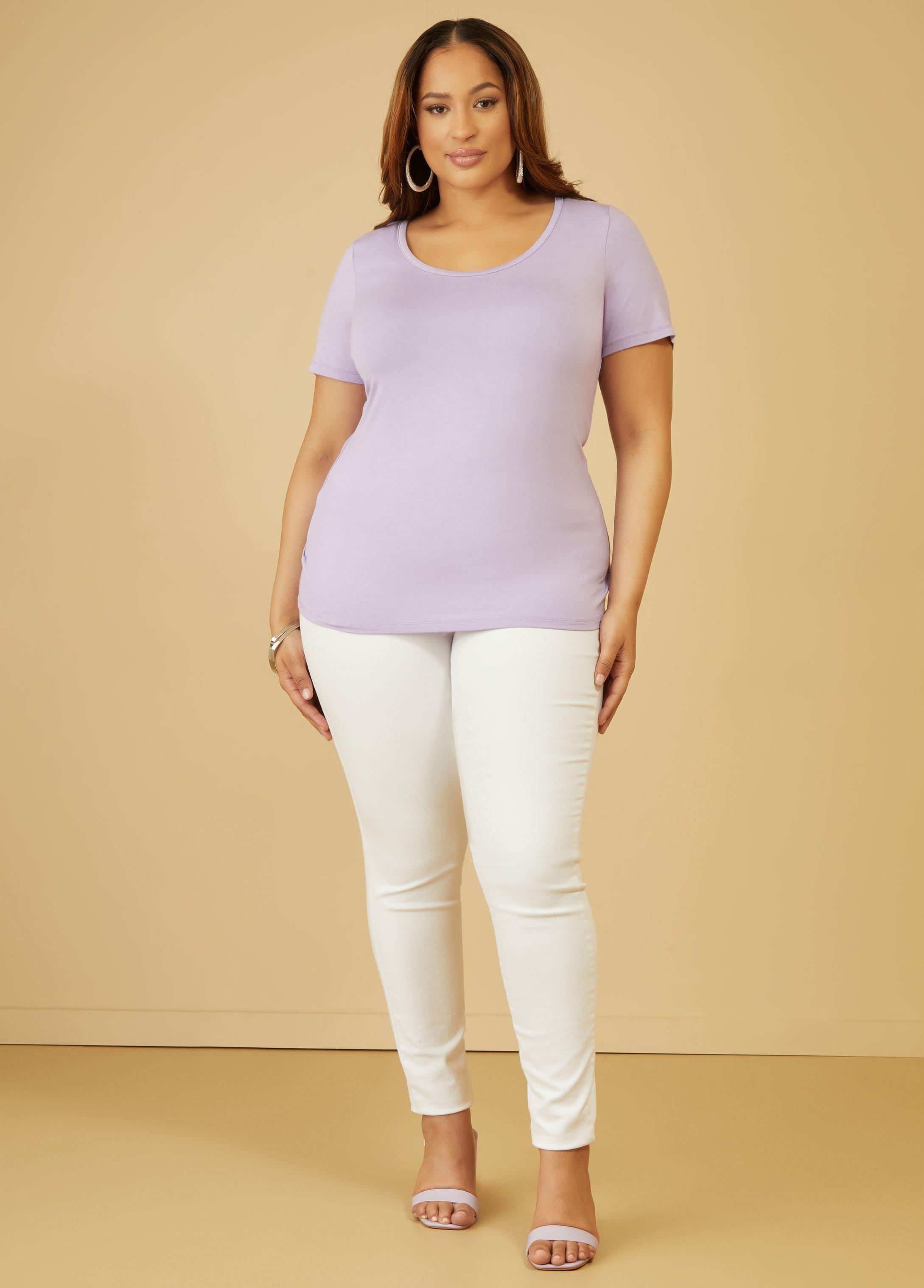 Plus Size Basic Stretch Jersey Tee Ashley Stewart Product Image