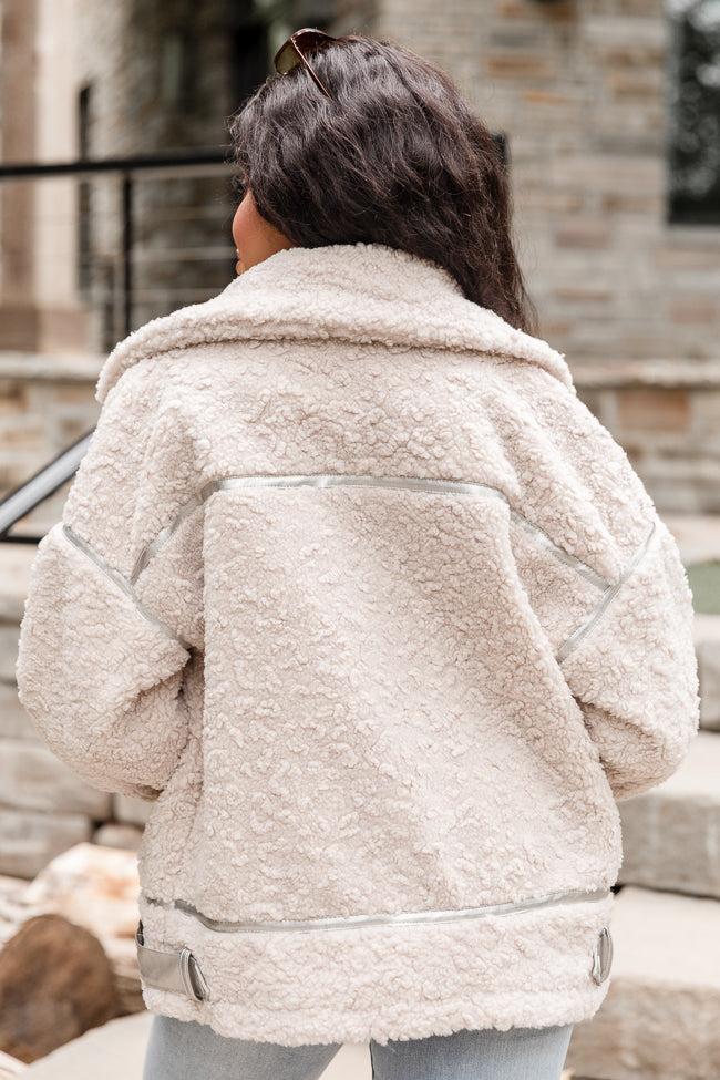 All Your Reasons Beige Sherpa Moto Jacket FINAL SALE Product Image