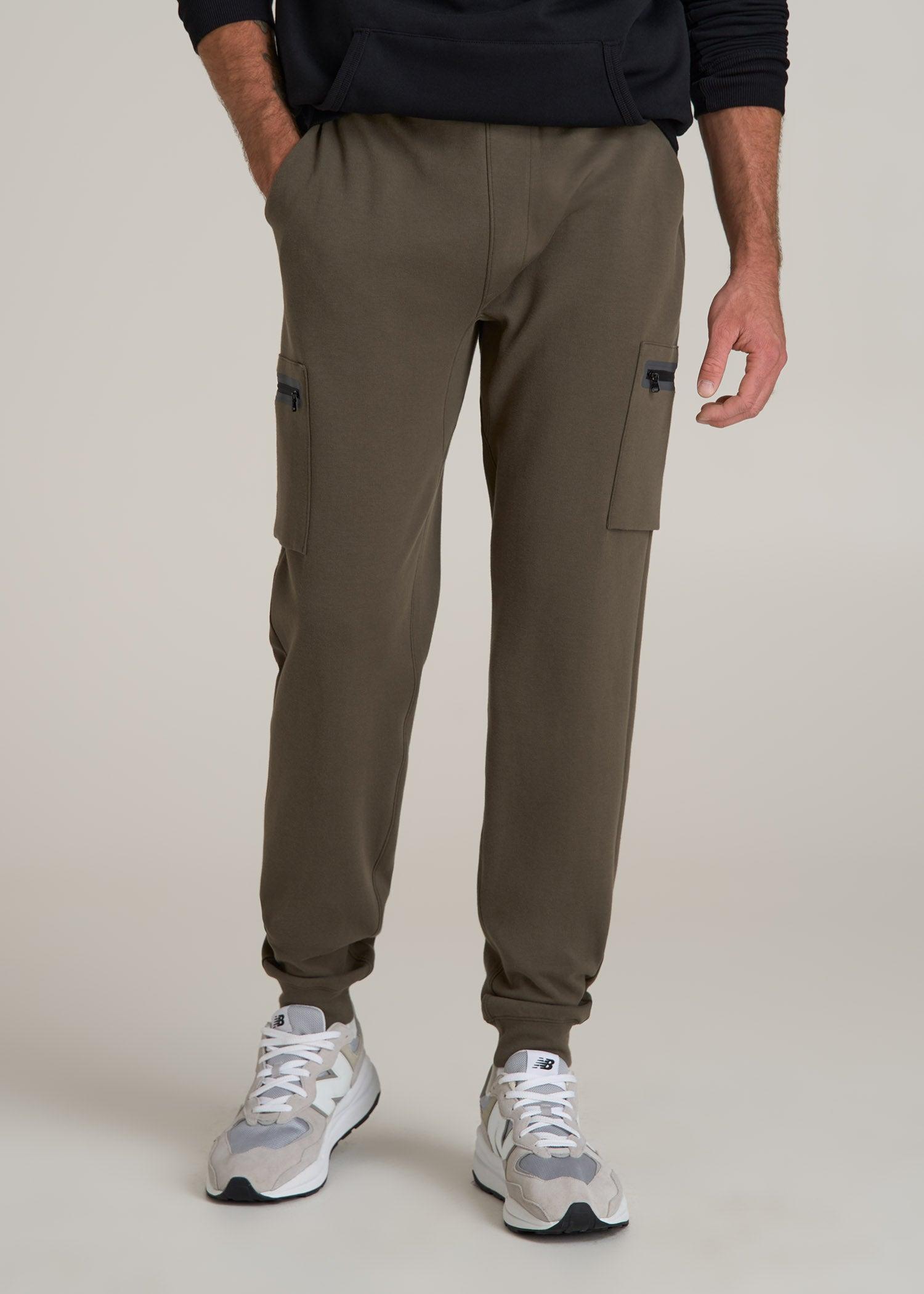 Utility Fleece Cargo Joggers for Tall Men in Camo Green Male Product Image