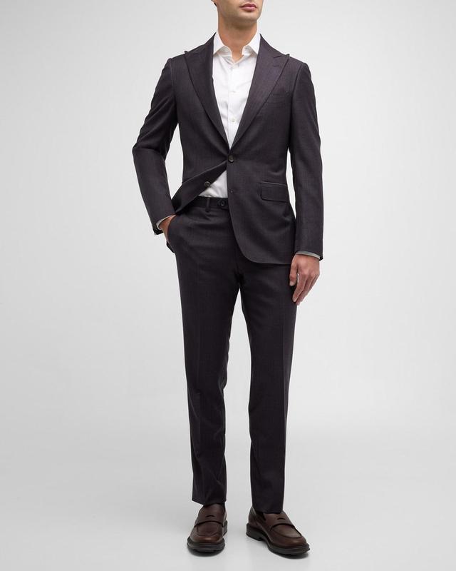 Mens Tonal Check Wool Suit Product Image