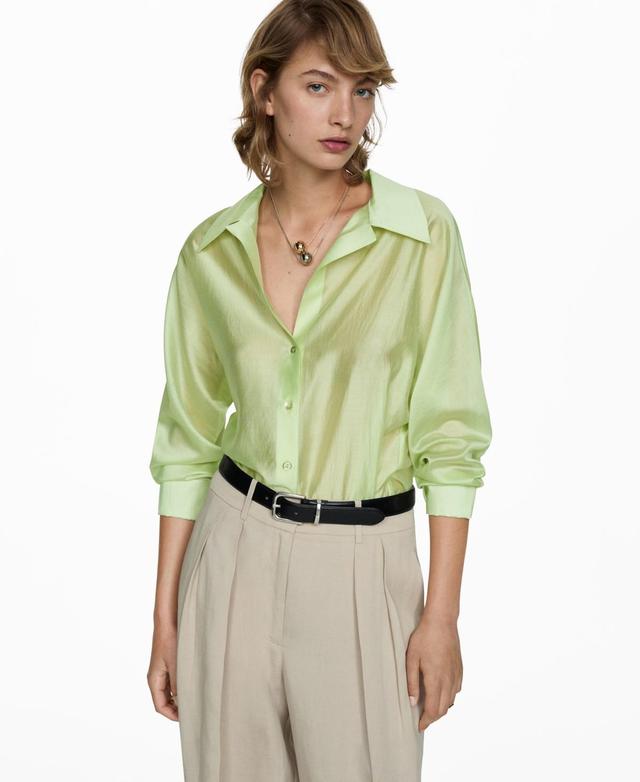 Mango Womens Satin Lyocell Shirt Product Image