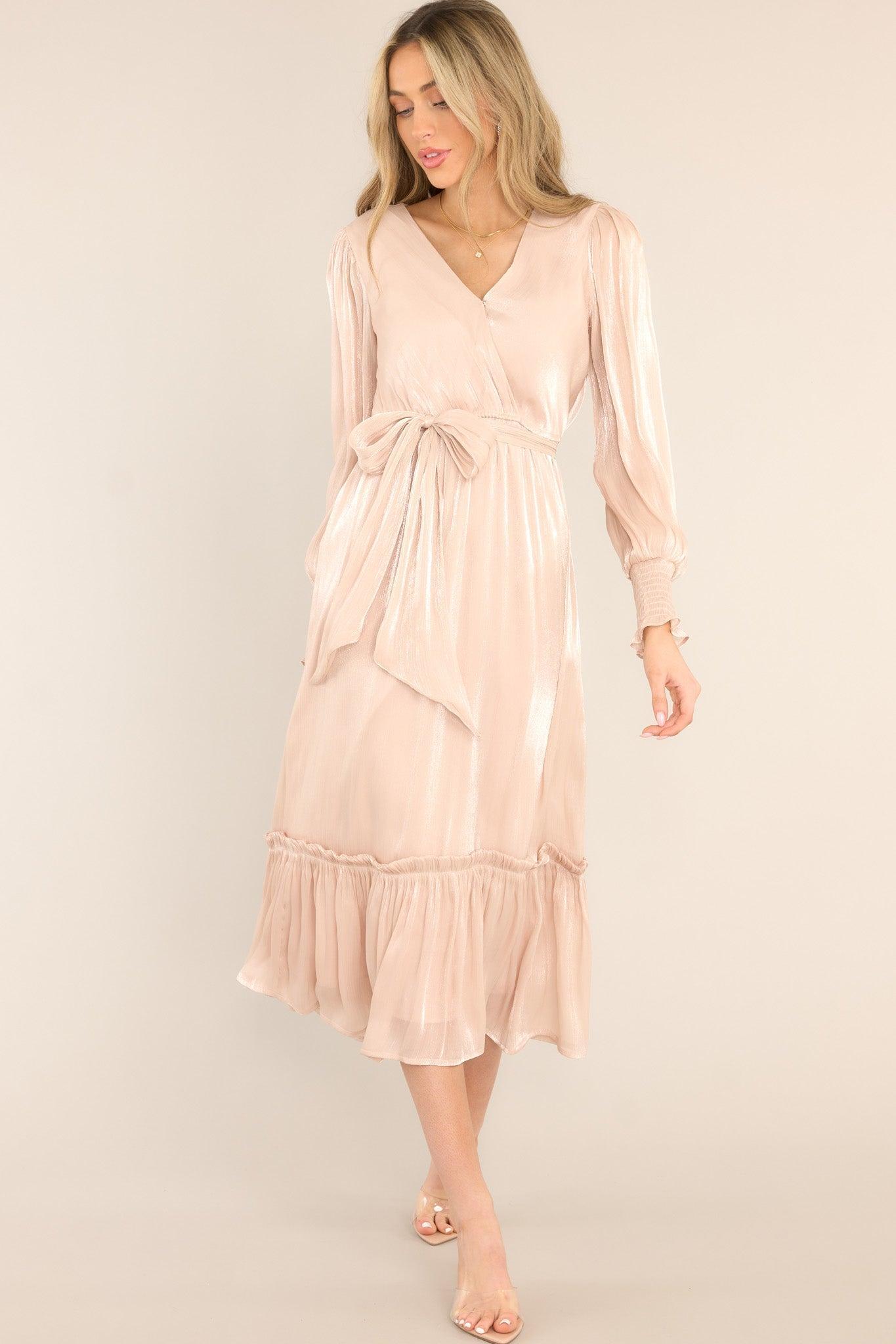 Eternal Devotion Blush Midi Dress Taupe Product Image